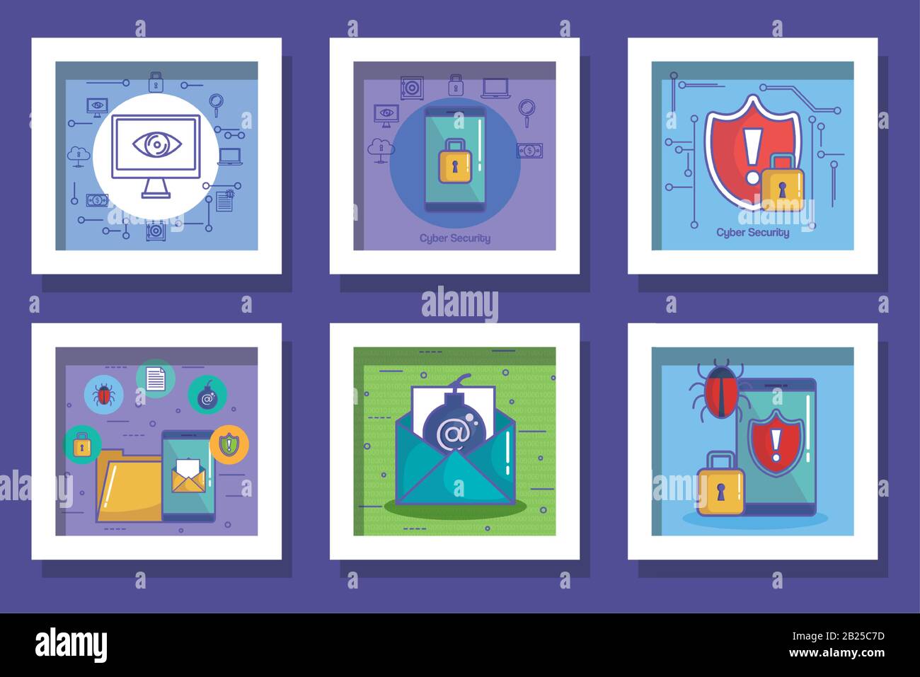 bundle designs of cyber security icons Stock Vector