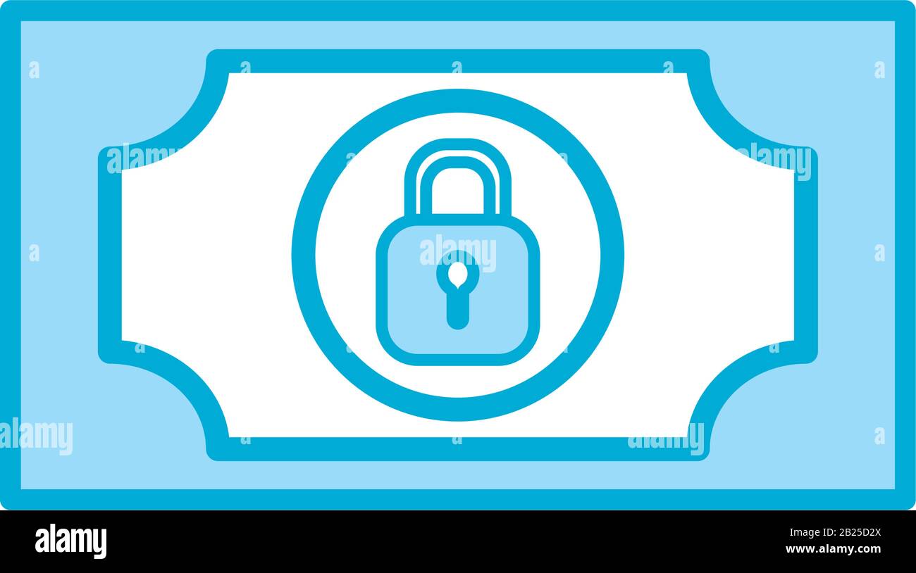 Isolated padlock inside bill line and fill style icon vector design ...