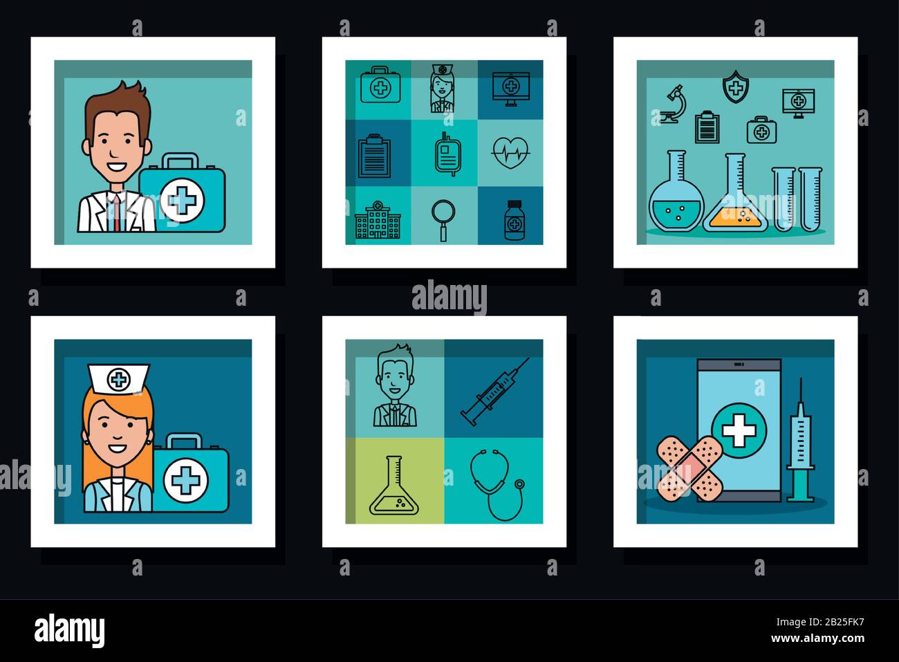 bundle designs of doctors and medicine icons Stock Vector Image & Art ...