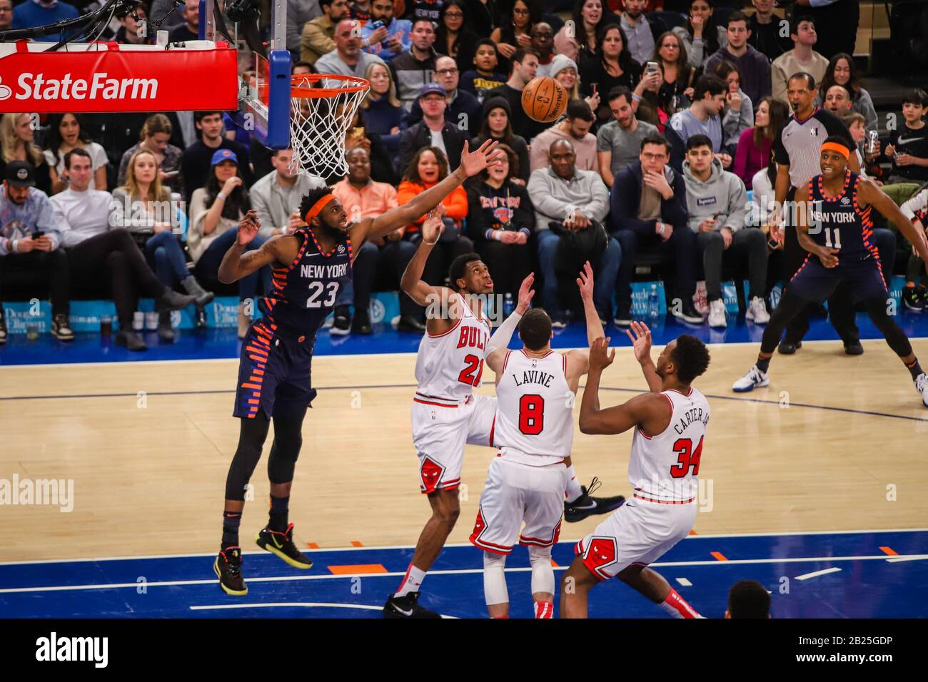 New York, USA. 29th Feb, 2020. Match NBA basketball between New York Knicks  and Chicago Bulls at Madison Square Garden in New York City on Saturday.  Credit: Vanessa Carvalho/ZUMA Wire/Alamy Live News