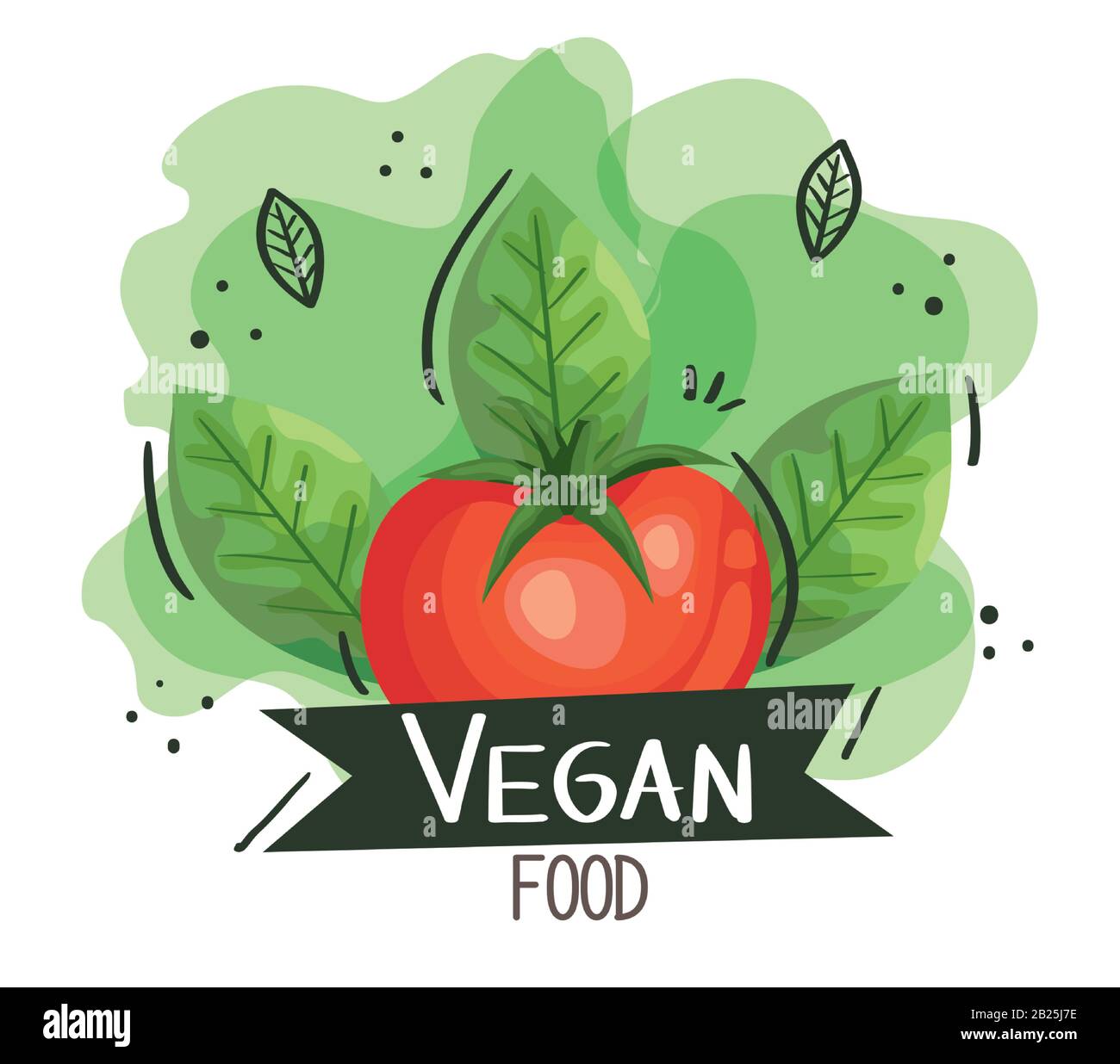 vegan food poster with tomato and leafs Stock Vector Image & Art - Alamy