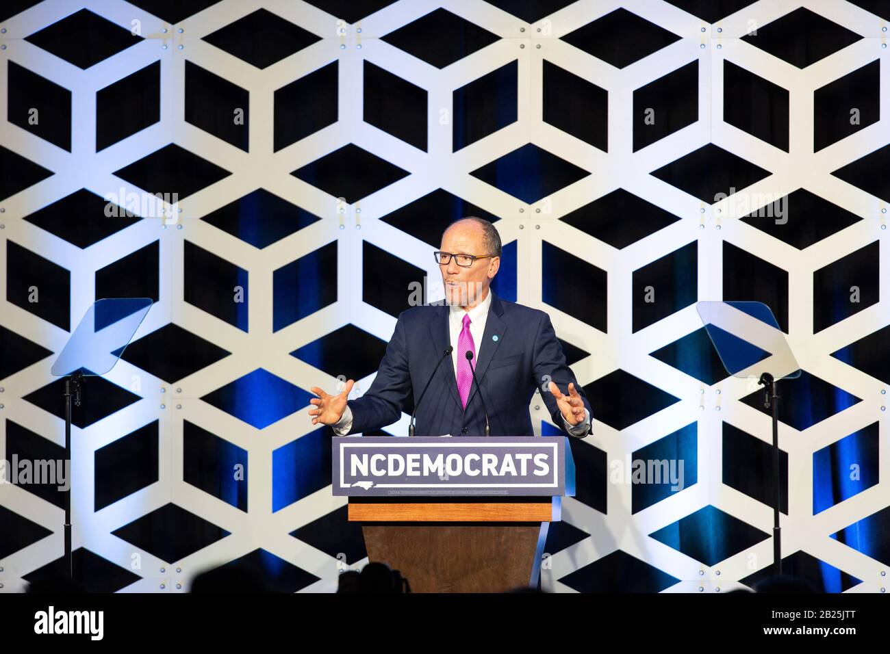 Charlotte, USA. 29th Feb, 2020. Democratic National Committee Chair, Tom Perez, speaks at the Blue NC Celebration at the Hilton Charlotte University Place Hotel on February 29, 2020 in Charlotte, North Carolina. Credit: The Photo Access/Alamy Live News Stock Photo