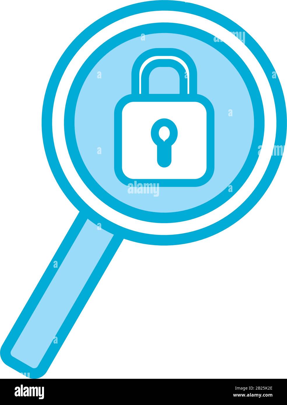 Isolated padlock inside lupe line and fill style icon vector design ...