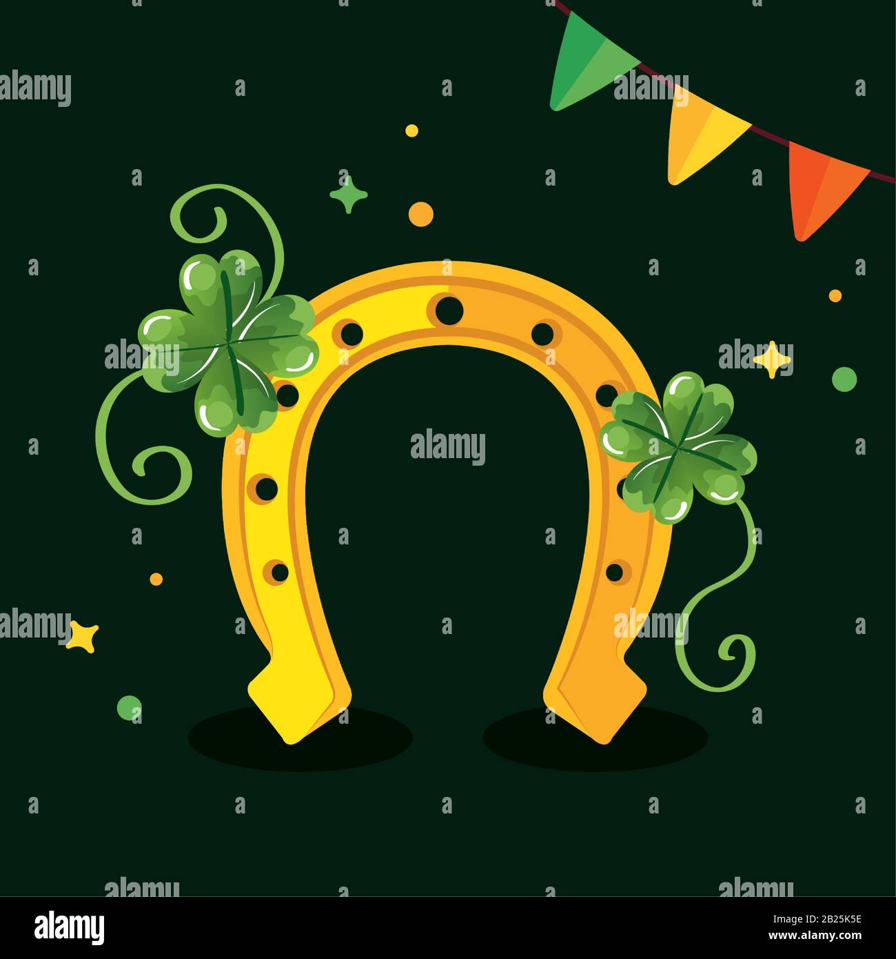 saint patricks day with horseshoe and decoration Stock Vector