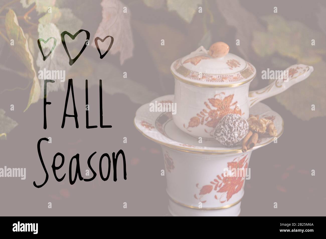 Fall Season typography rustic background Stock Photo