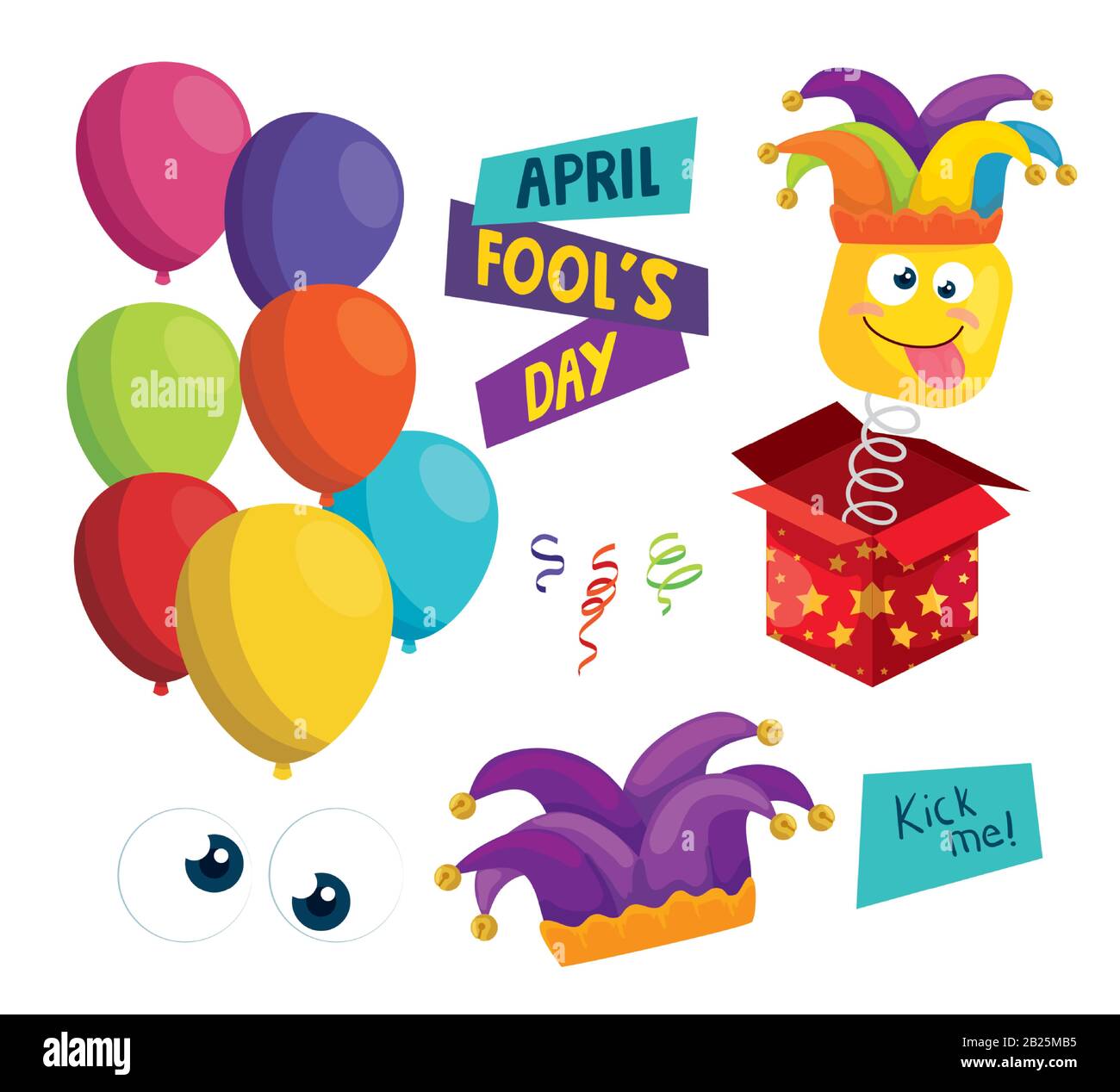 bundle of april fools day set icons Stock Vector