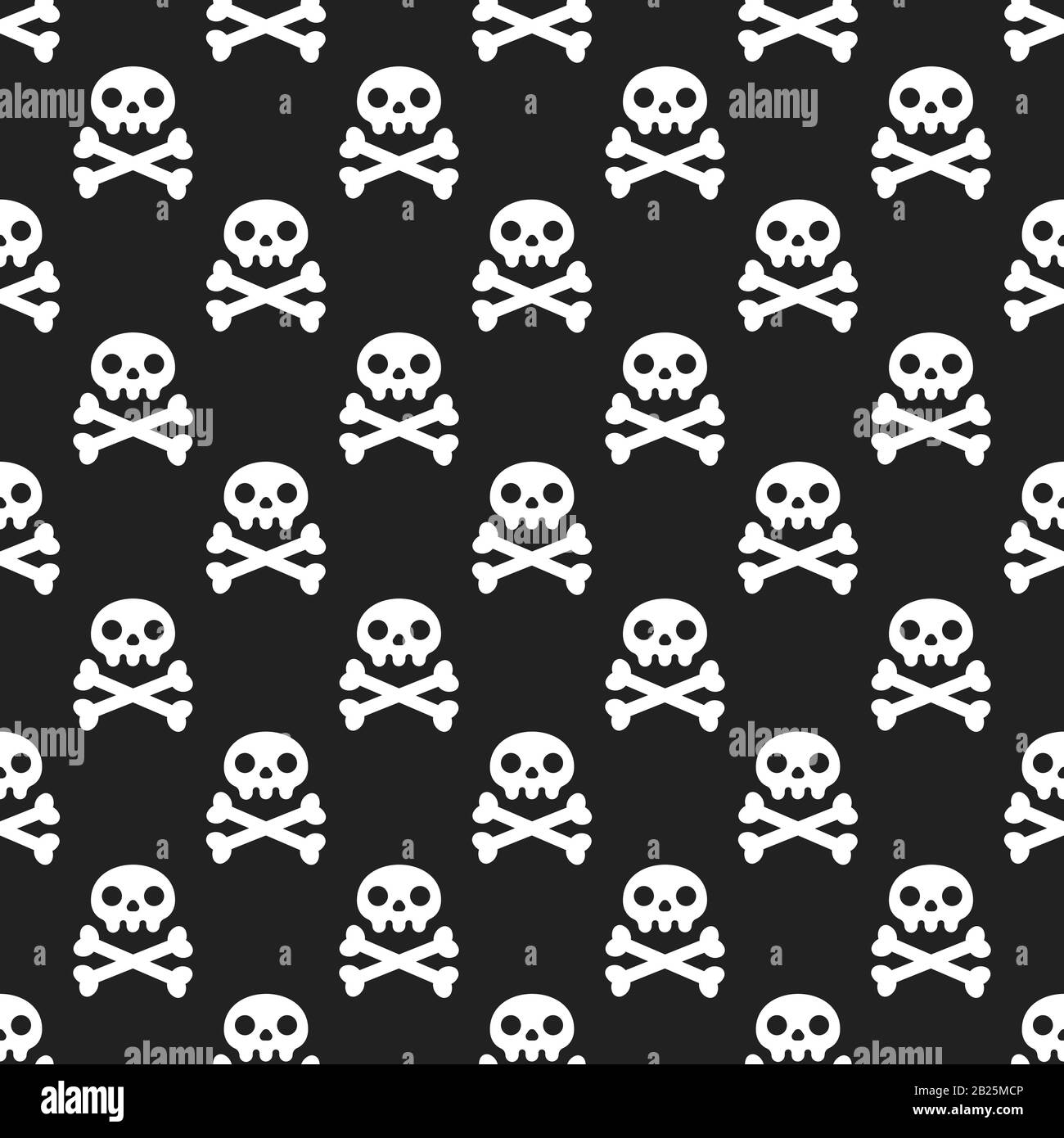 Seamless pattern with white skulls and crossing bones isolated on white ...