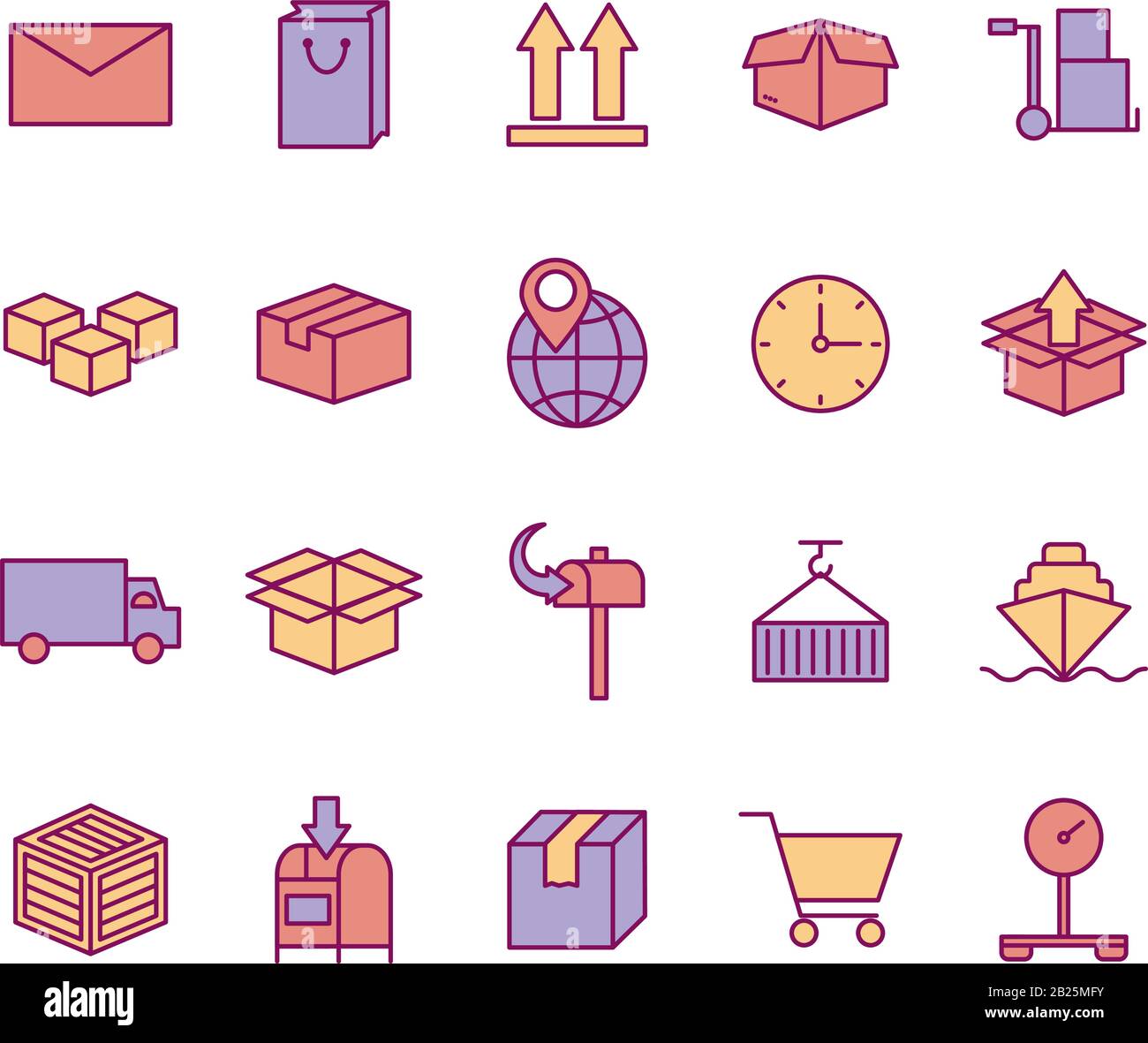 Isolated delivery line and fill style icon set vector design Stock ...