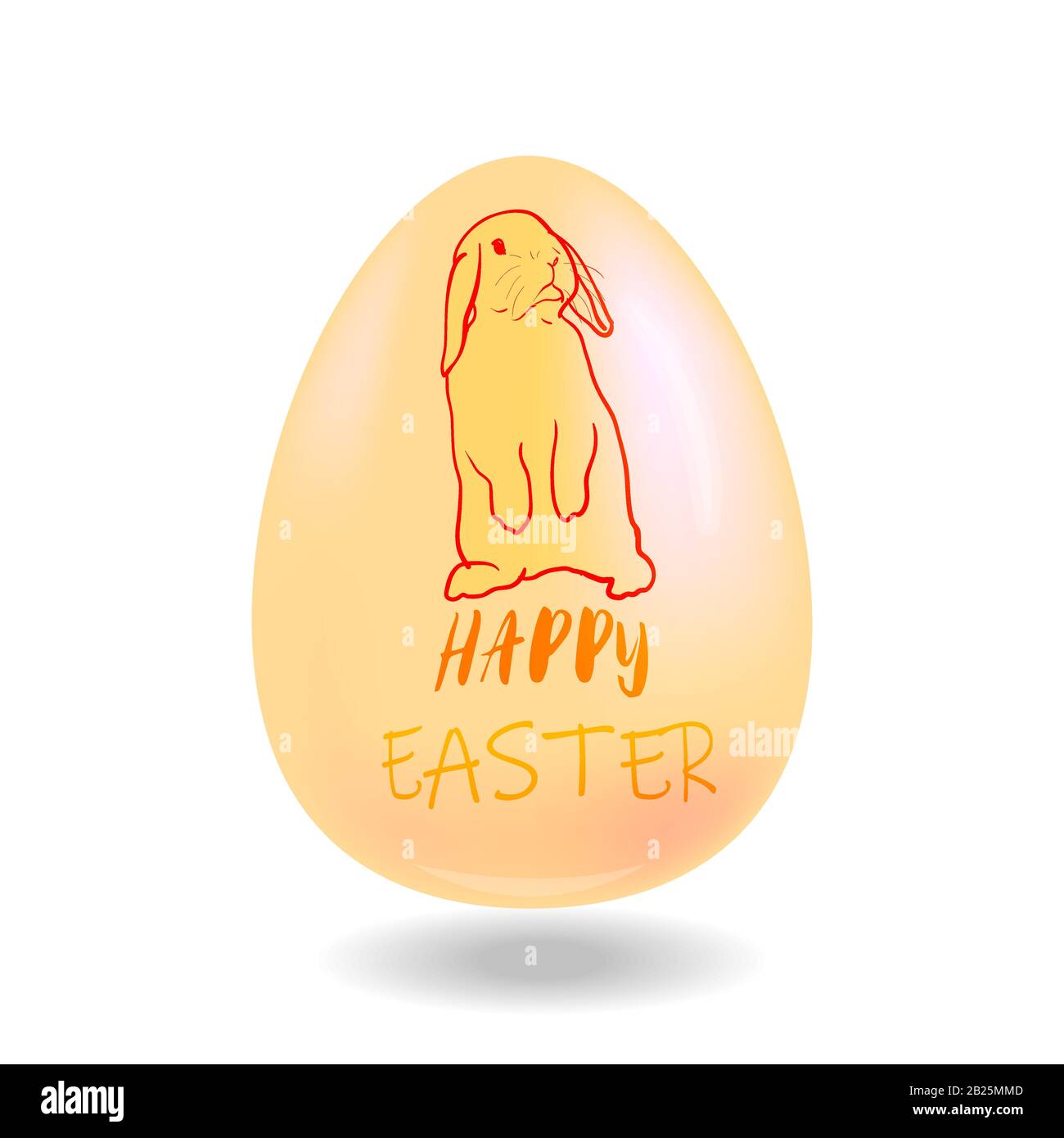 Happy easter, easter eggs with pattern of cute rabbit isolated on white background with shadow, vector illustration. Stock Vector