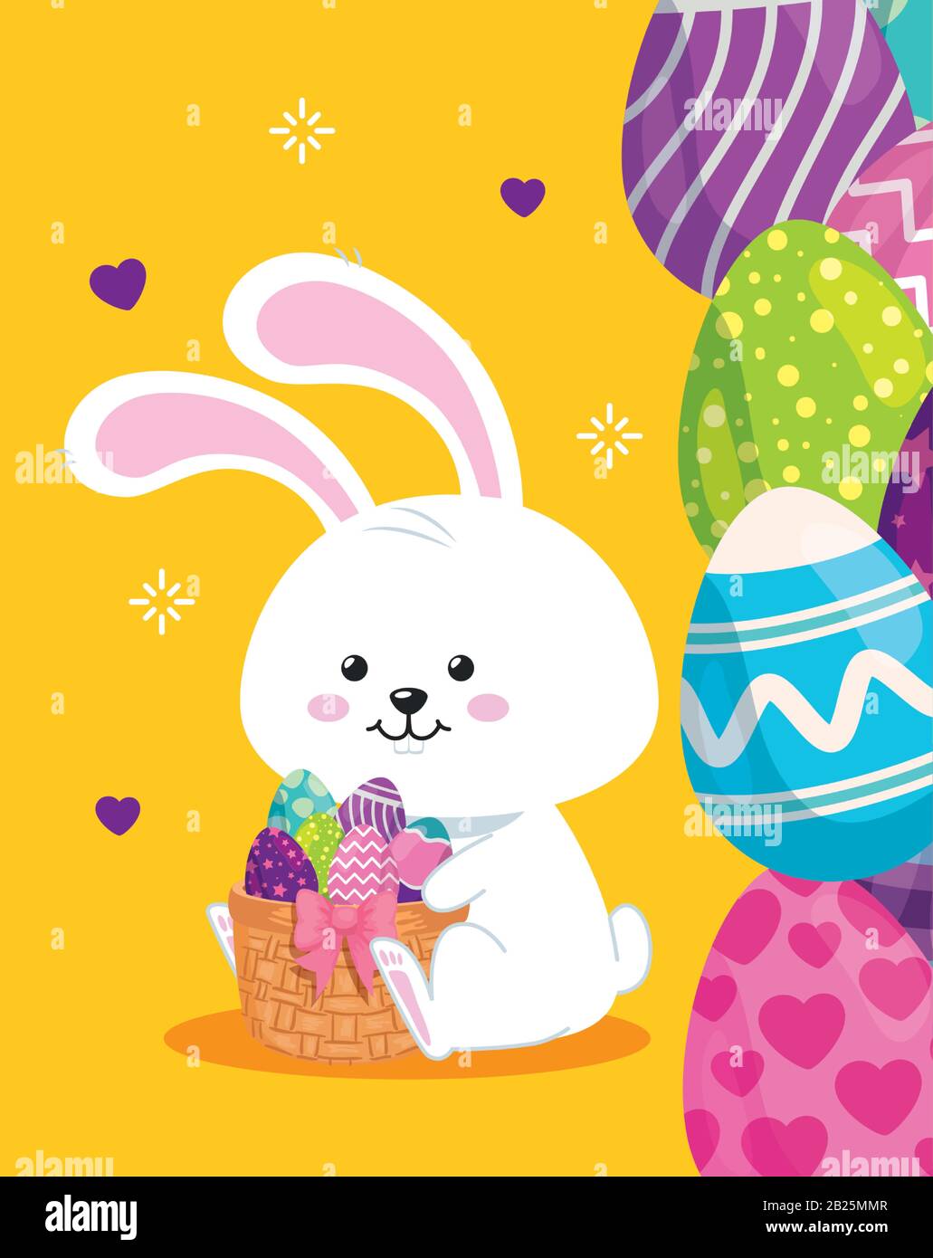 cute rabbit with eggs easter decorated Stock Vector Image & Art - Alamy