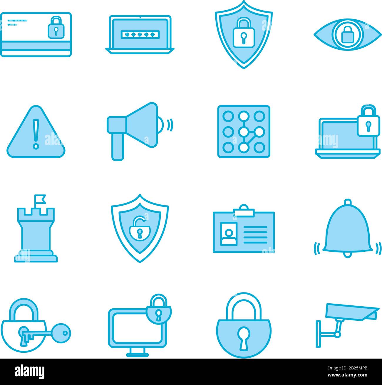 Isolated security line and fill style icon set vector design Stock Vector