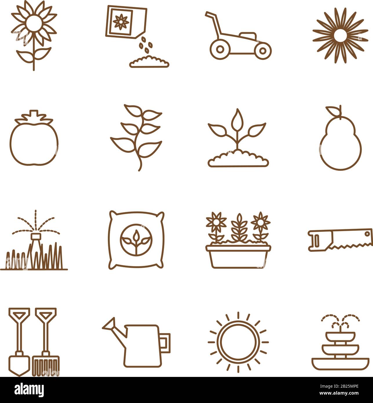 Isolated gardening line style icon set vector design Stock Vector Image ...