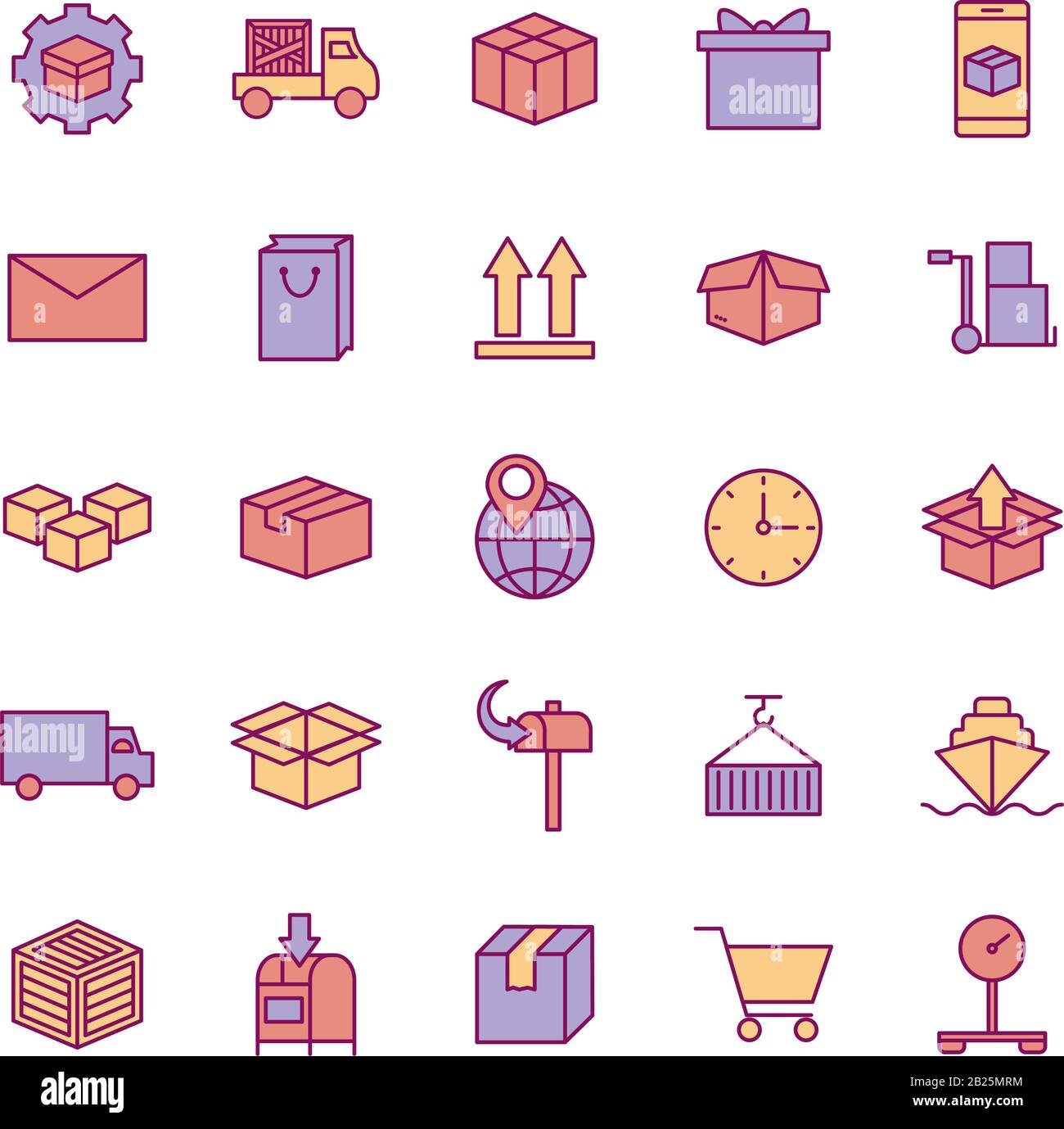 Isolated delivery line and fill style icon set vector design Stock ...