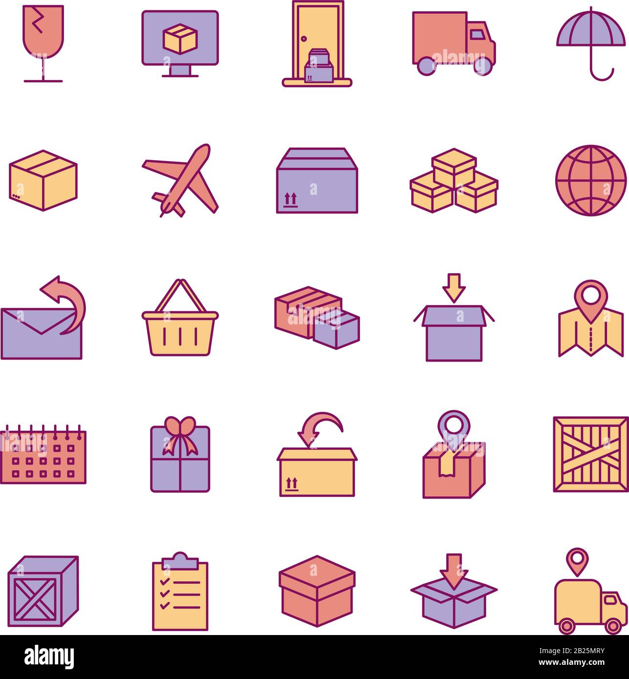 Isolated delivery line and fill style icon set vector design Stock ...