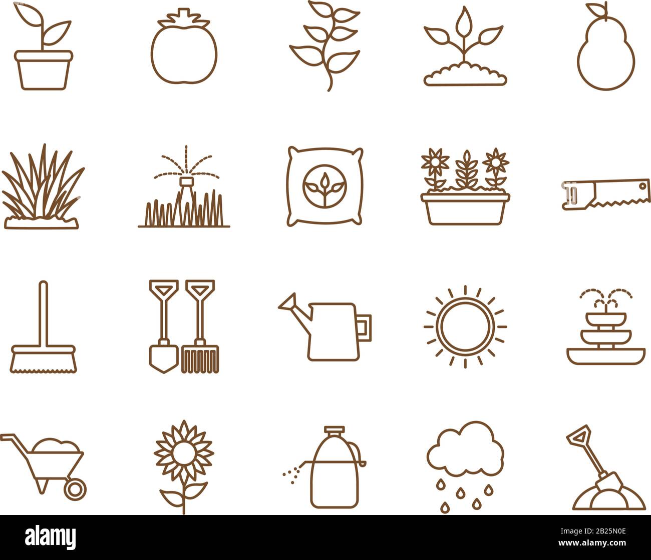 Isolated gardening line style icon set vector design Stock Vector Image ...