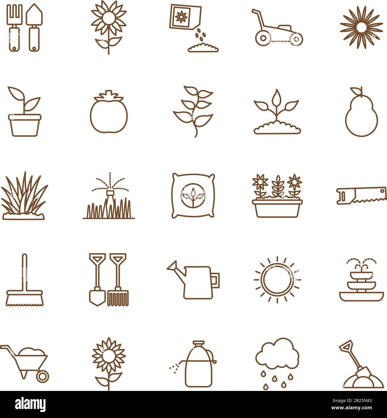 Isolated gardening line style icon set vector design Stock Vector Image ...