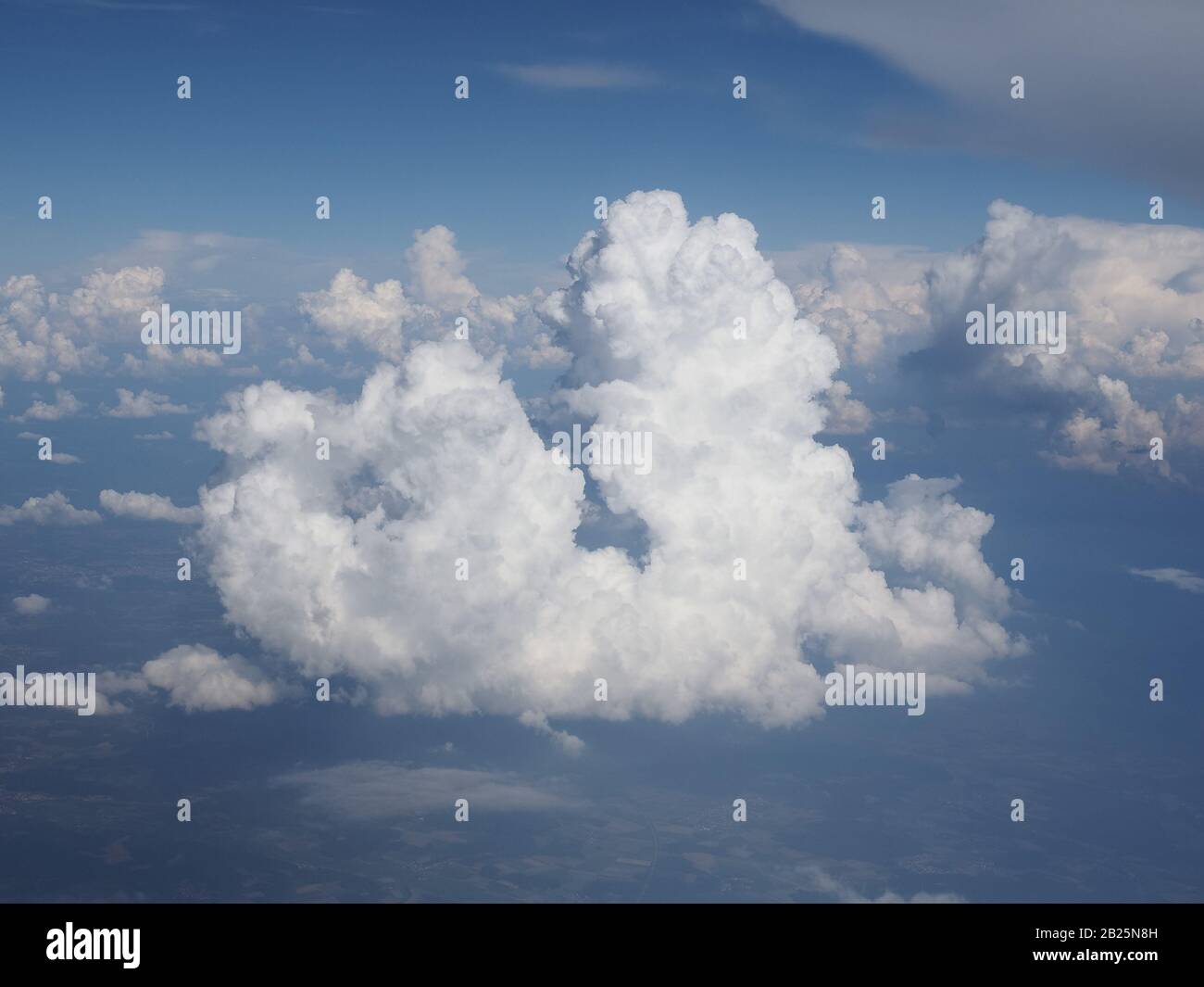blue sky with clouds seen from plane useful as a background Stock Photo ...