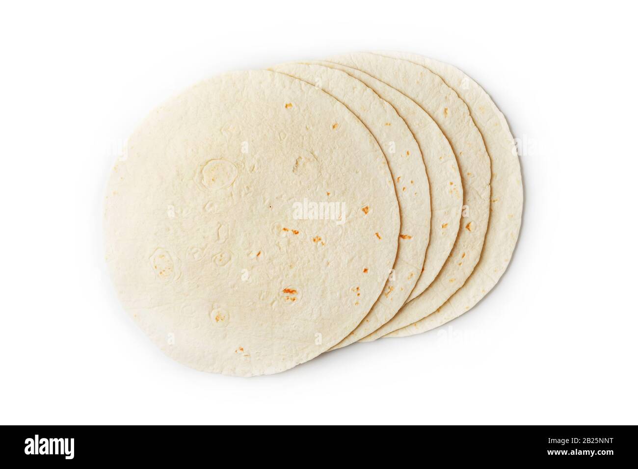 Tortilla on a white isolated background. Corn tortilla or simply