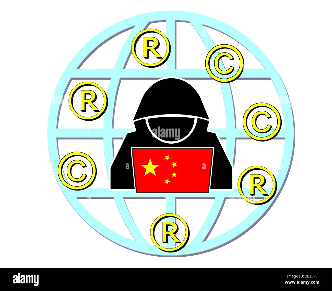 China spies intellectual property and trade secrets worldwide. Stock Photo