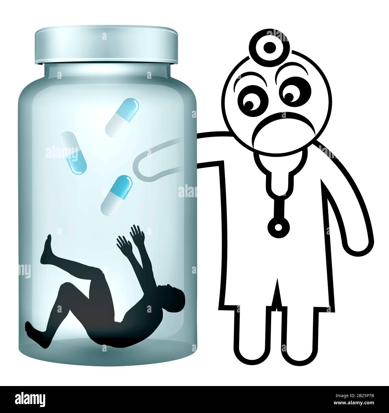 Medication like opioid and painkiller used by patient in a way not intended by the prescribing doctor. Stock Photo