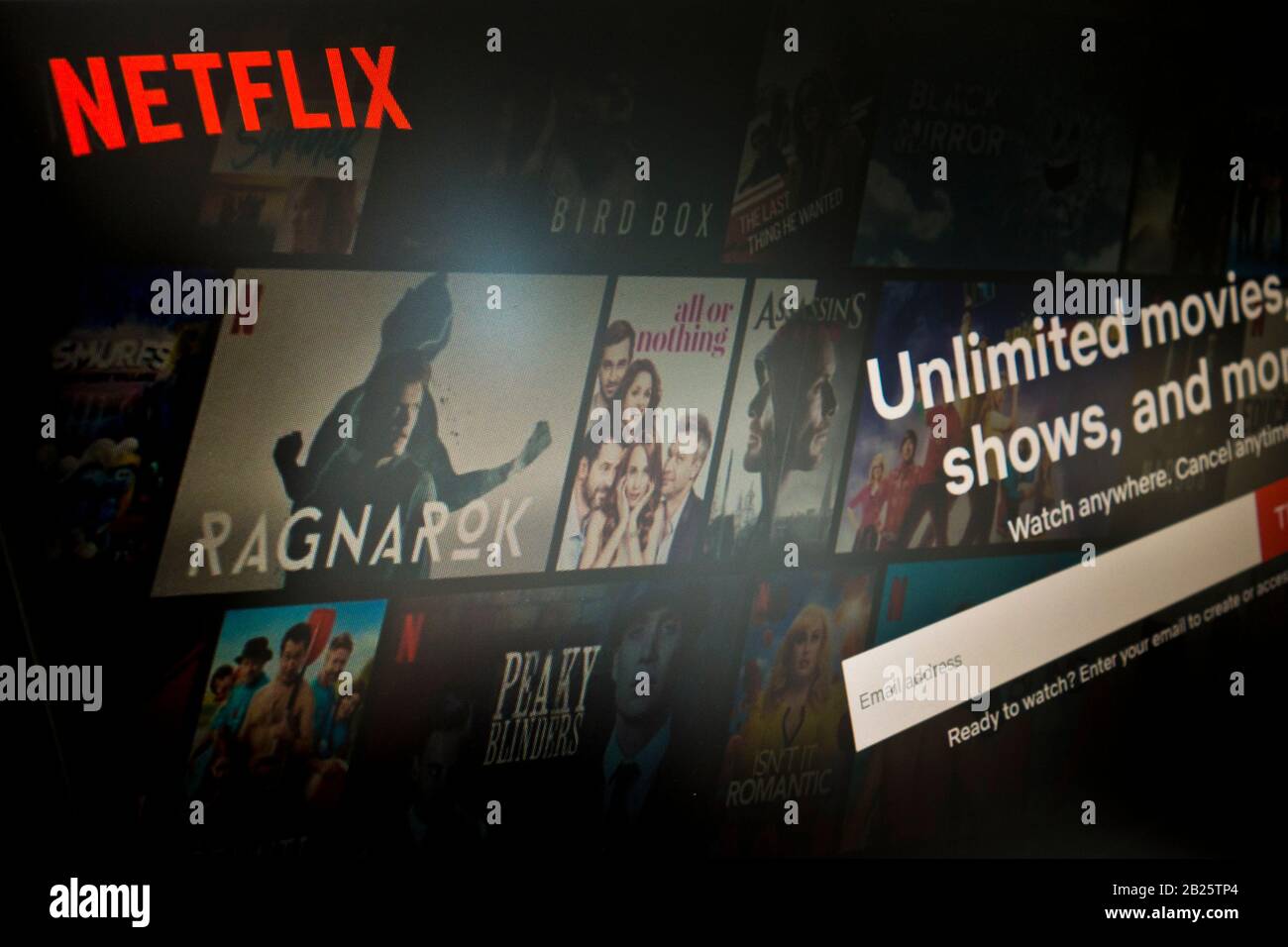 Netflix homepage screen on a Personal computer Stock Photo