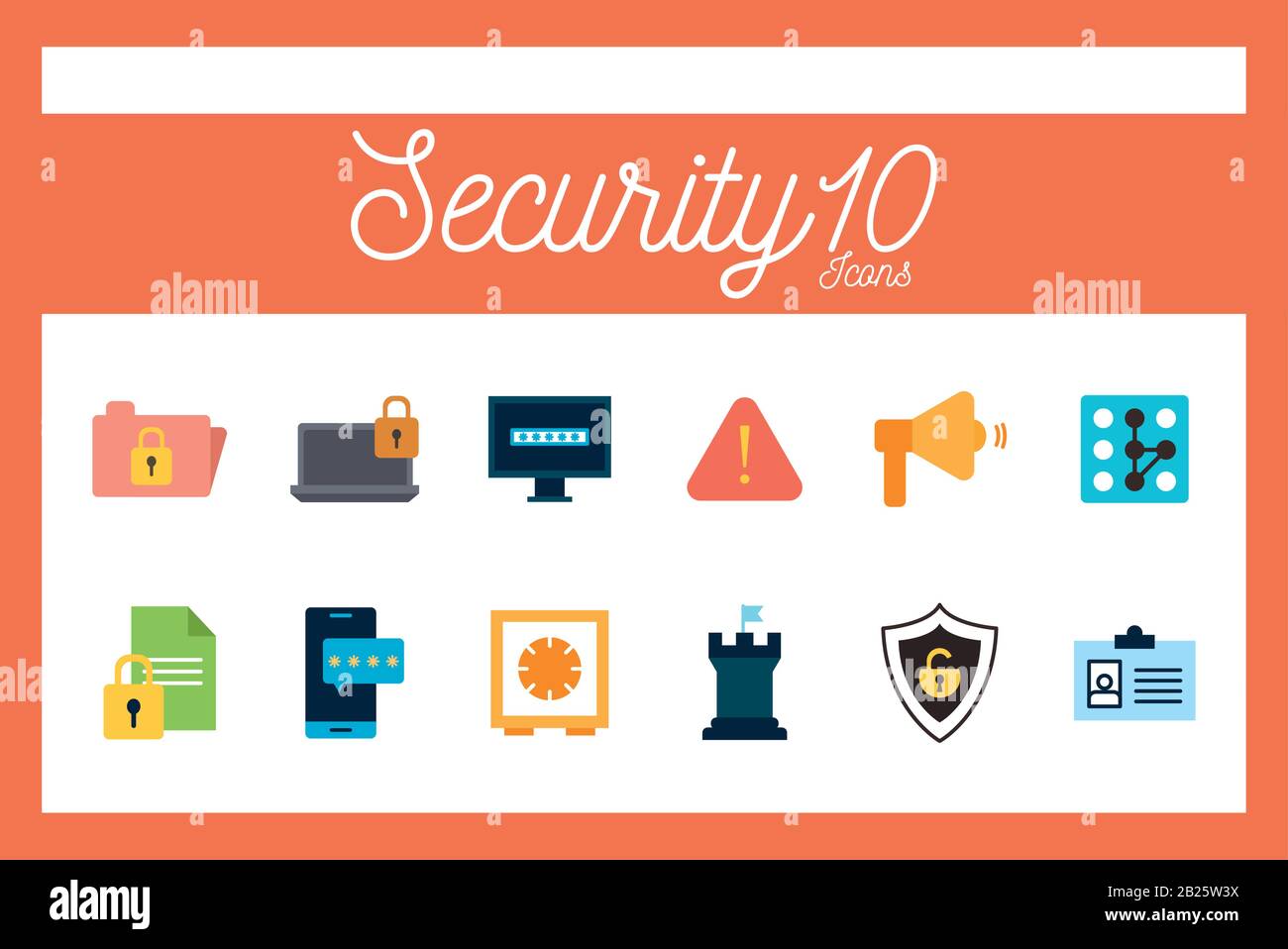 Isolated 10 security flat style icon set vector design Stock Vector ...