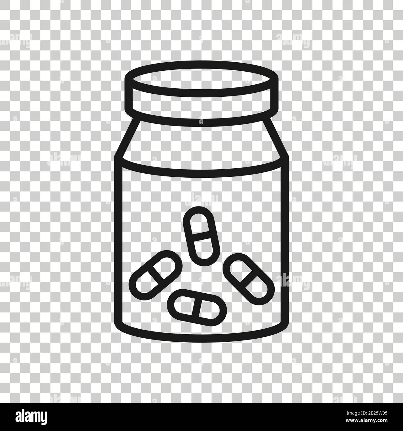Pill bottle icon in flat style. Drugs vector illustration on white