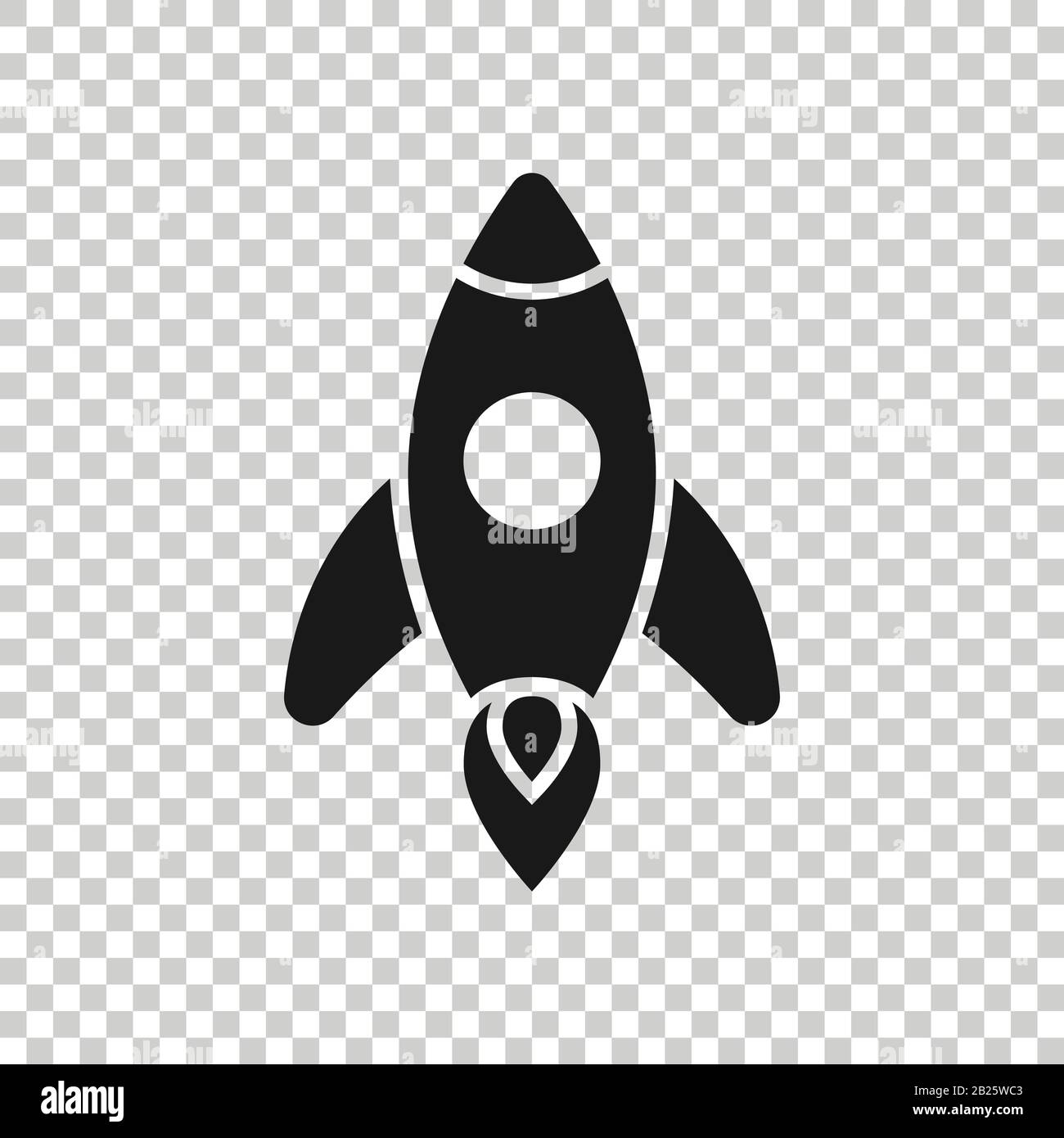 Rocket icon in flat style. Spaceship launch vector illustration on ...