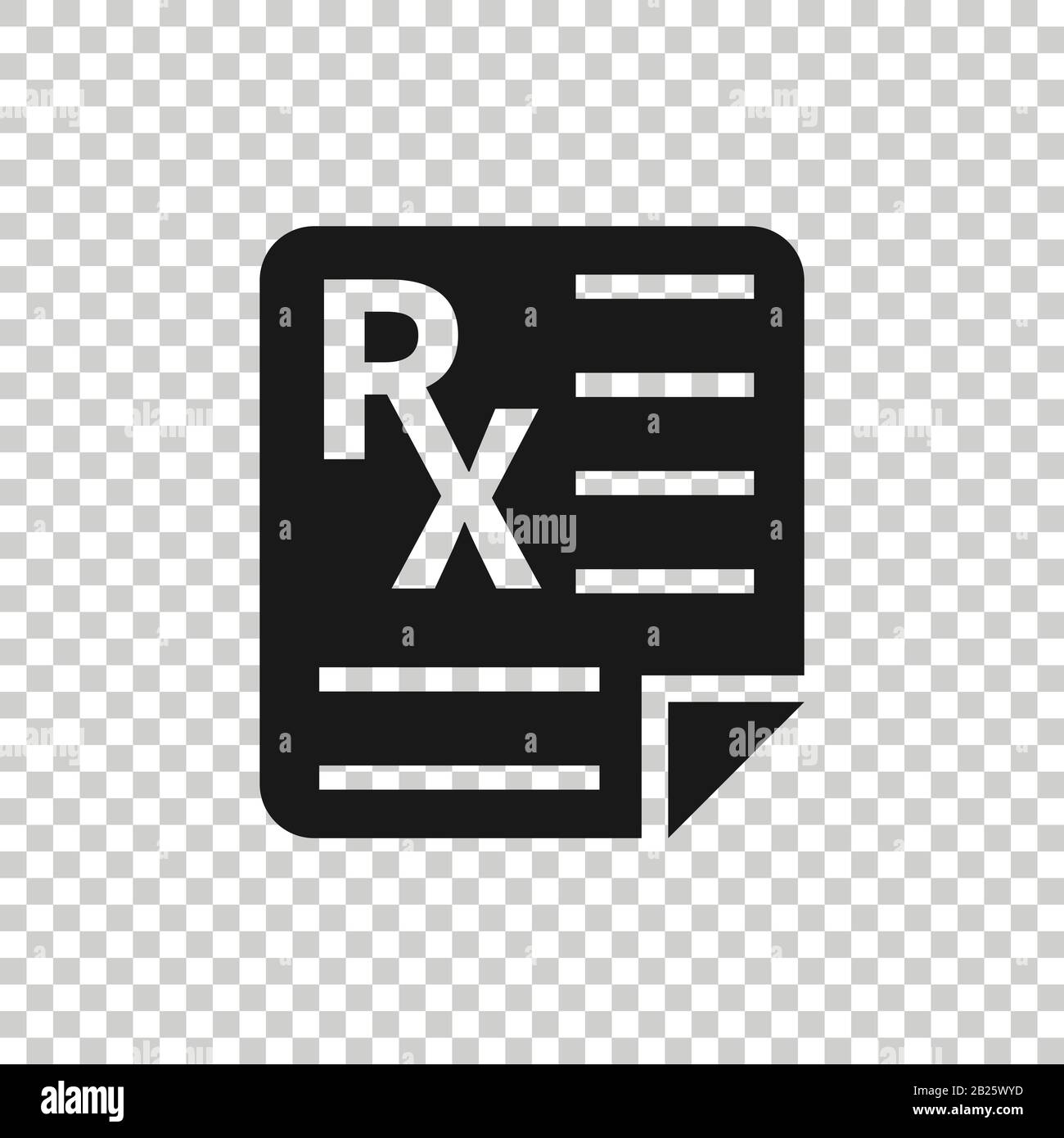 Prescription icon in flat style. Rx document vector illustration on white isolated background. Paper business concept. Stock Vector