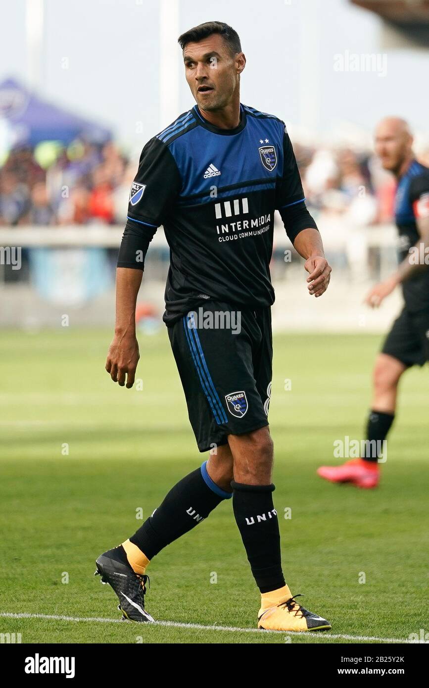 San Jose Earthquakes forward Chris Wondolowski (8) during the second half of the MLS soccer game against the Toronto FC, Saturday, Feb. 28, 2020, in San Jose, Calif. The San Jose Earthquakes and the Toronto FC tied the game 2-2. (Photo by IOS/ESPA-Images) Stock Photo
