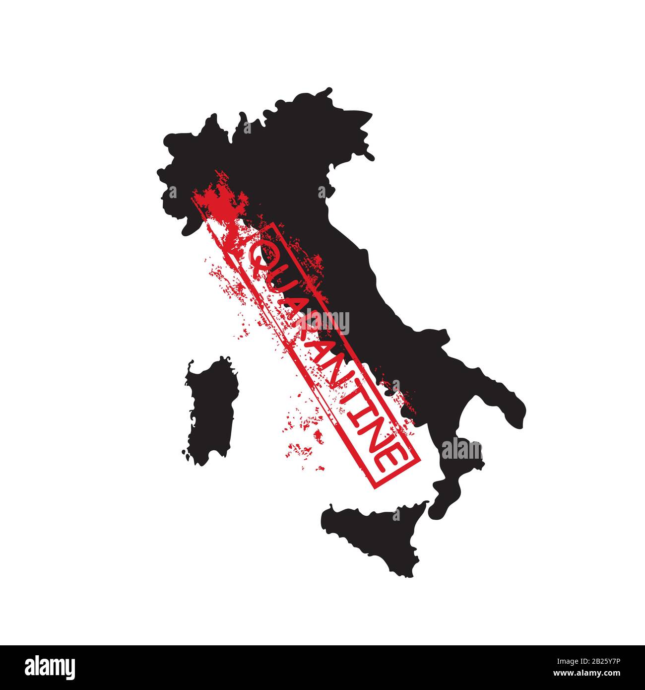 Quarantine stamp with square splashes of blood. The concept of quarantine in Italy virus comes. Stock Vector