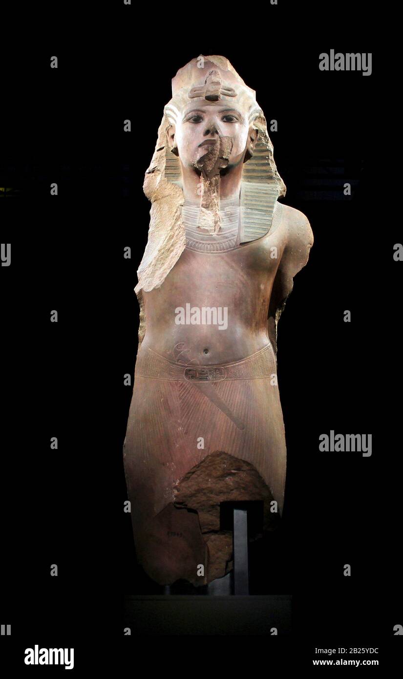 Treasure of Tutankhamun - Statute of Tutankhamun usurped by Ay and Horemheb Stock Photo
