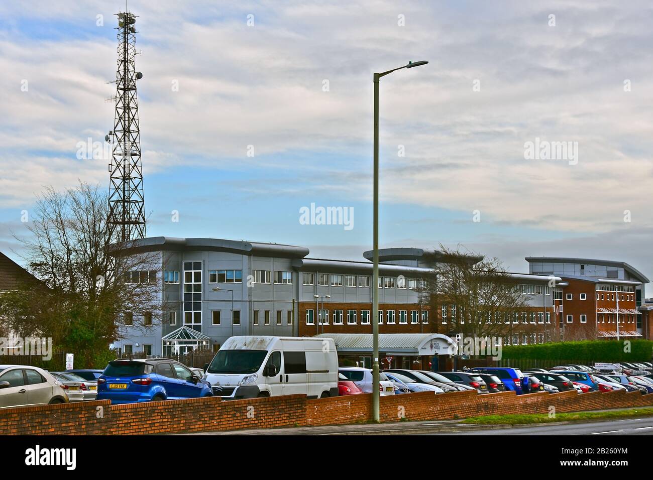 The South Wales Police Headquarters premises, which is located on Cowbridge Road in the outskirts of Bridgend. Stock Photo