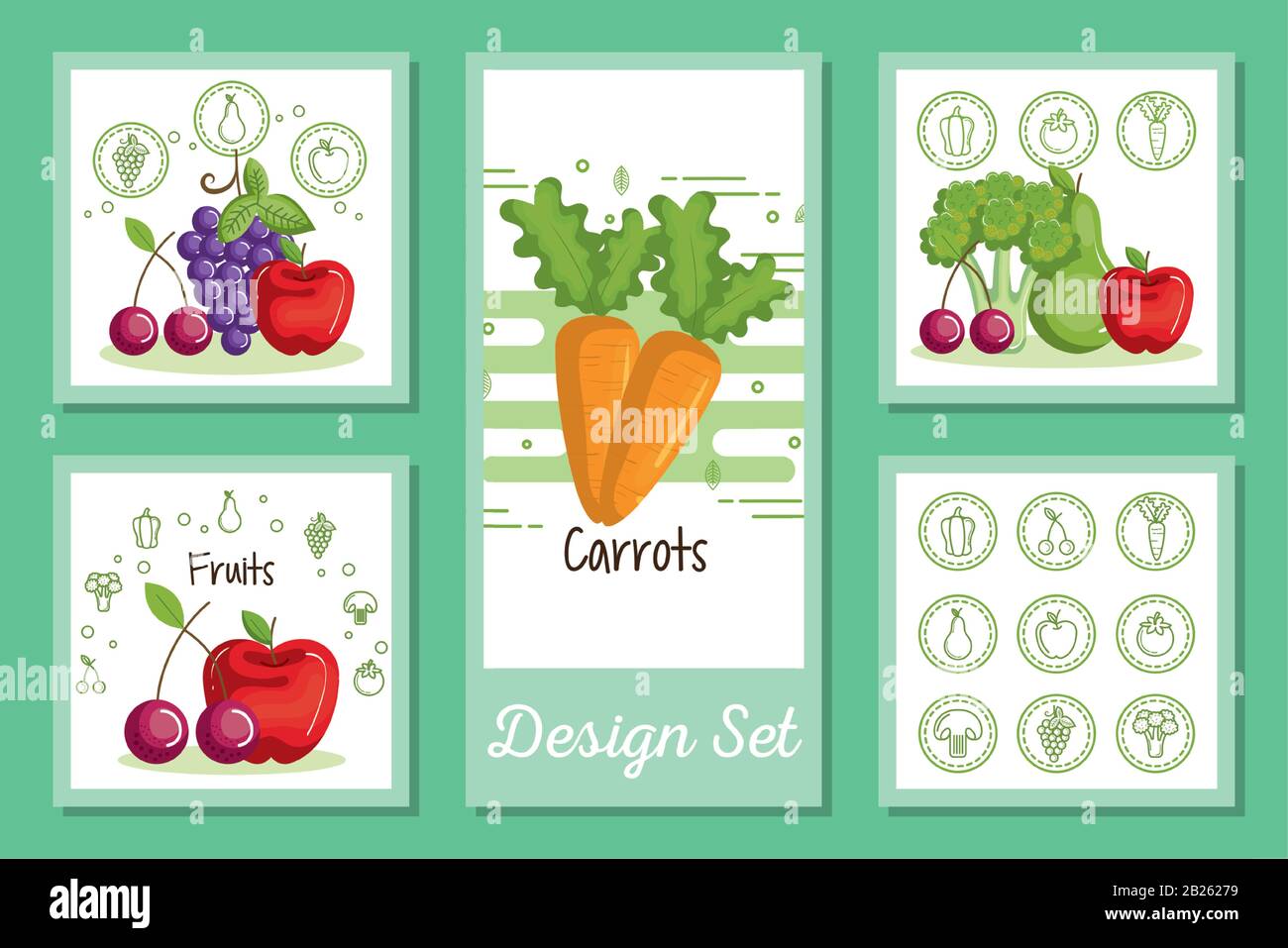 designs set of fruits and vegetables icons Stock Vector Image & Art - Alamy