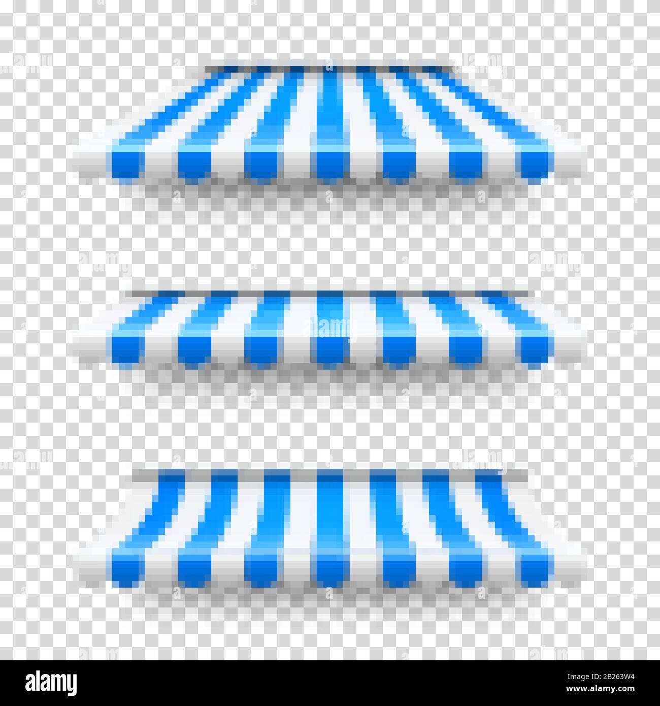 Shop sunshade. Realistic striped cafe awning. Outdoor market tent. Roof ...