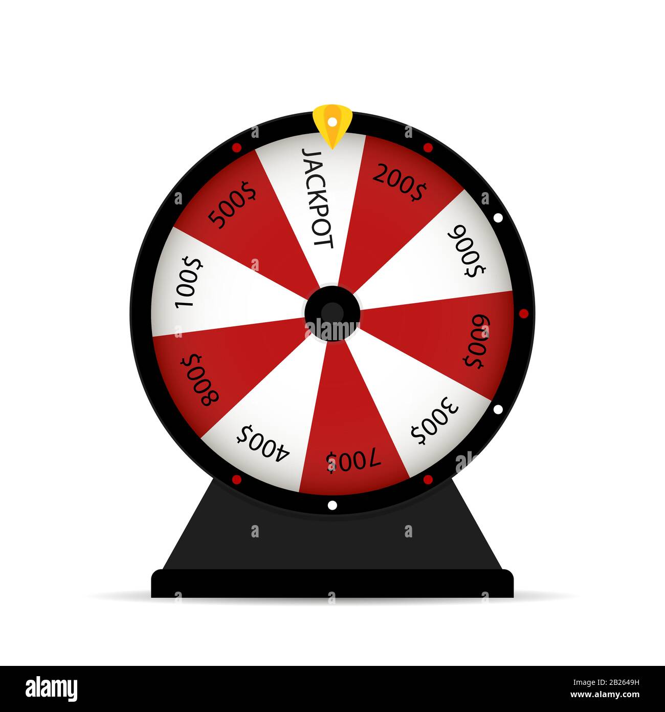 Jackpot winning in gambling wheel rotate vector. Illustration red black roulette, winner prize fortune, play win, opportunity in casino Stock Vector