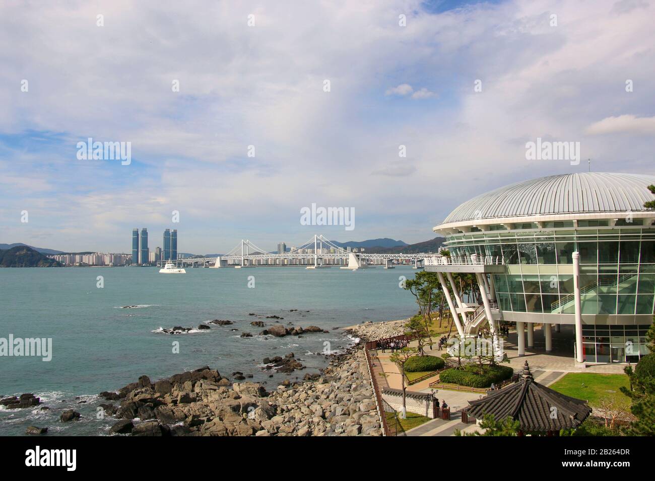BUSAN, SOUTH KOREA- OCTOBER 17, 2019: Nurimaru APEC House on Dongbaek island in Busan, South Korea Stock Photo