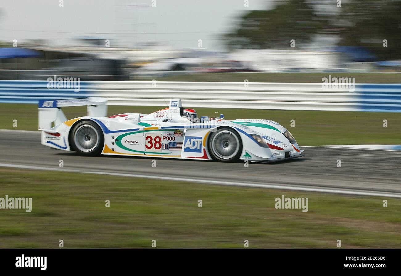 ADT Champion Racing Audi R8 racing in the 2003 Sebring 12 hour race Stock Photo