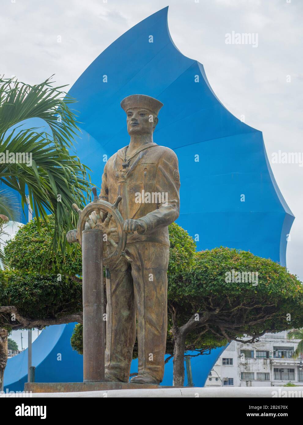 Mexico, Manzanillo, sailor statue & sailfish Stock Photo