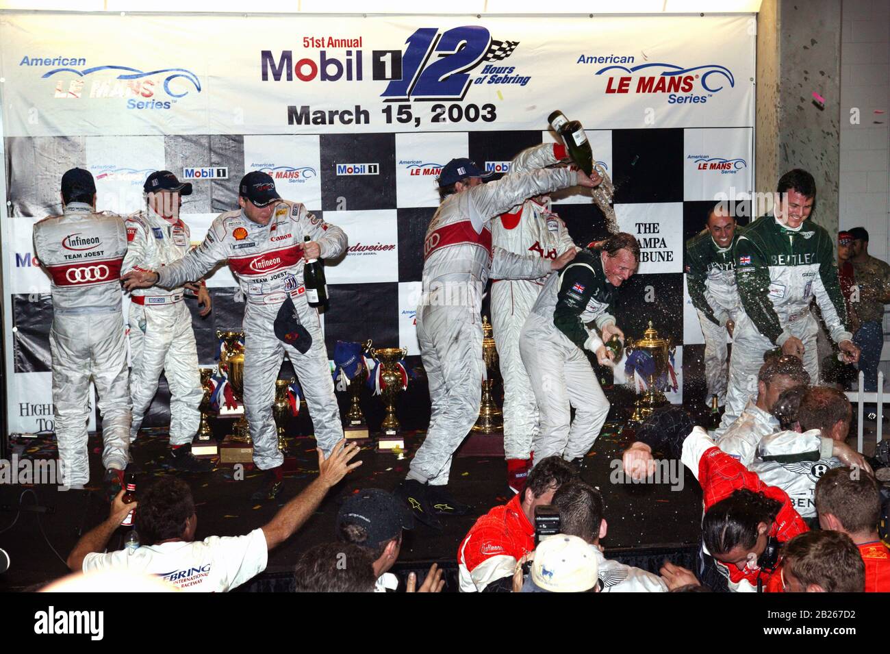 Winners Podium at the 2003 Sebring 12 hour race Stock Photo