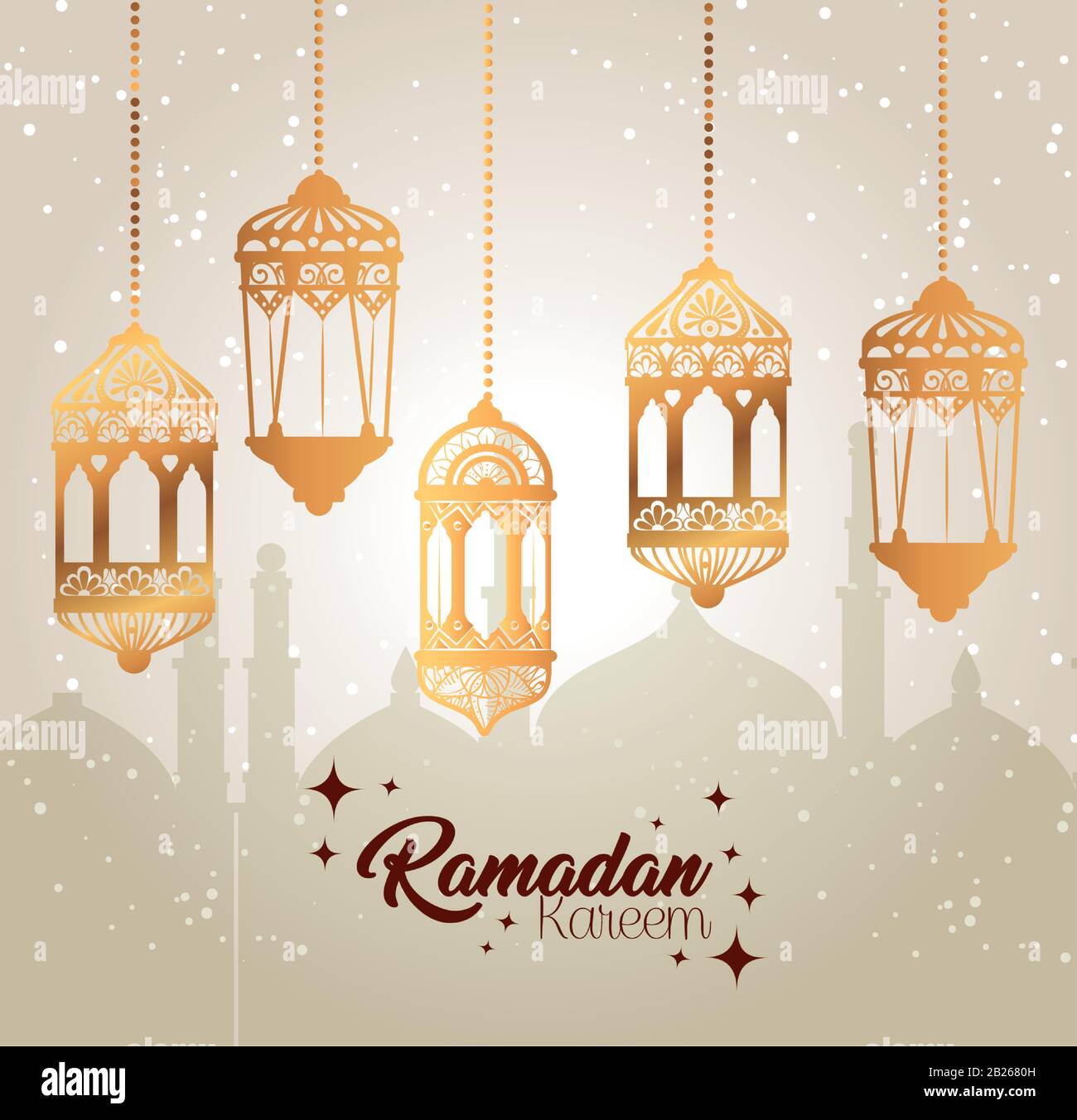 ramadan kareem poster with lanterns hanging Stock Vector Image & Art ...