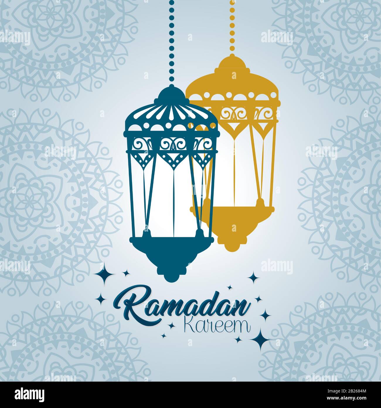 ramadan kareem poster with lanterns hanging Stock Vector Image & Art ...