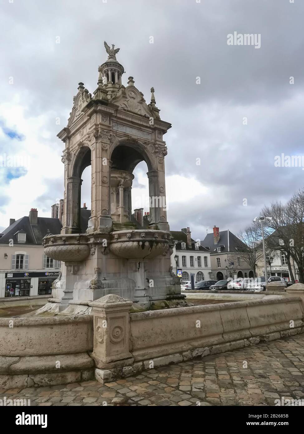 Main Square of Chateaudun town in Eure et Loir department, France. Stock Photo