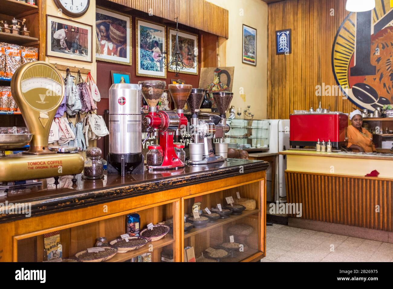 Tomoca cafe in Addis Ababa, Ethiopia Stock Photo - Alamy