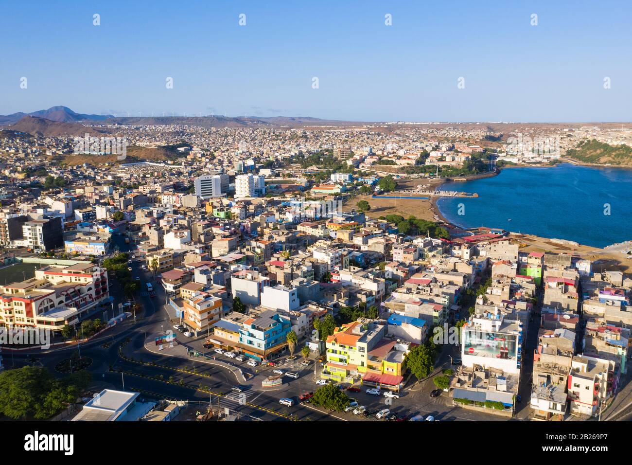 Aerial view of Praia city in Santiago - Capital of Cape Verde Islands