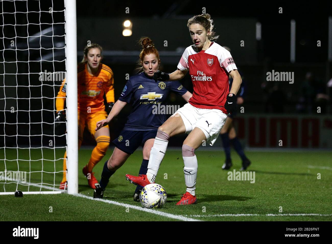 Vivianne Miedema of Arsenal and Martha Harris of Manchester Utd during Arsenal Women vs Manchester United Women, FA WSL Continental Tyres Cup Football Stock Photo