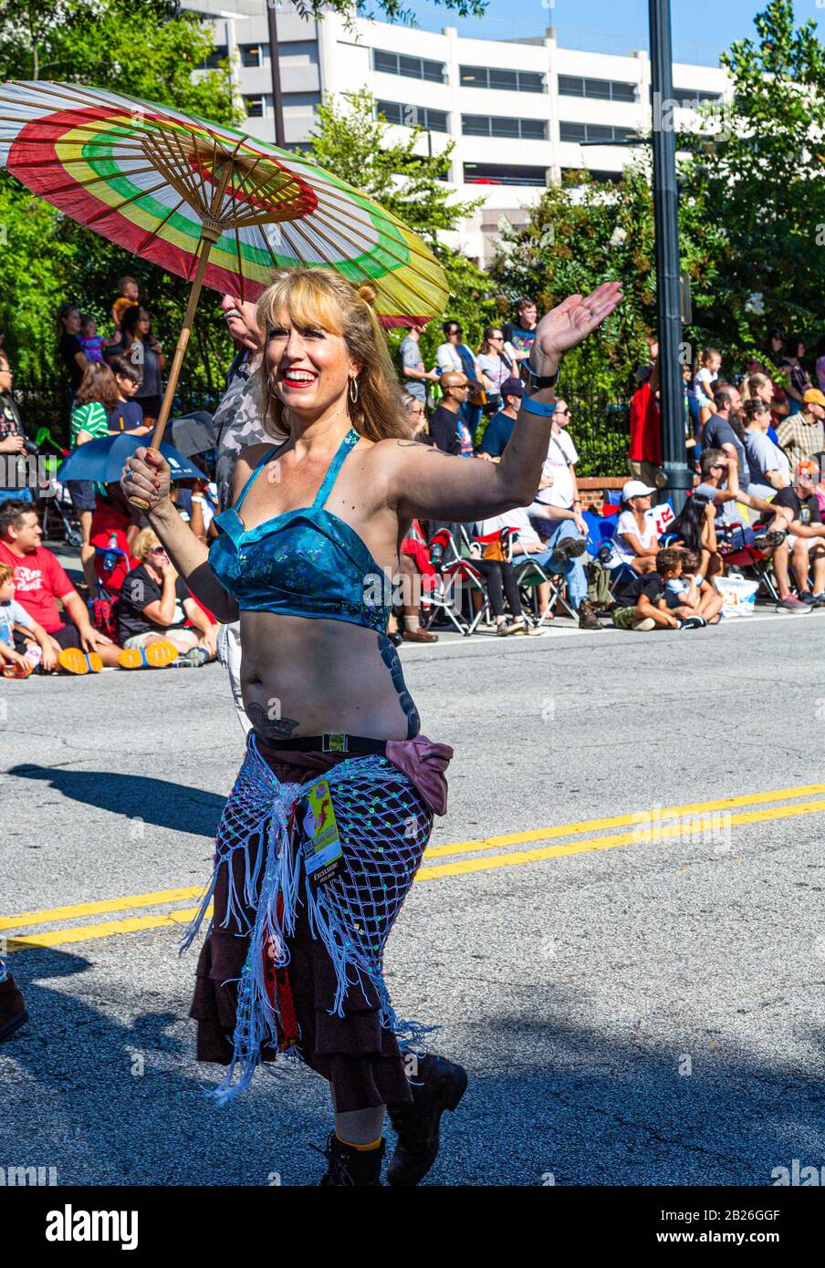 Belly Dancer on Parade Stock Photo