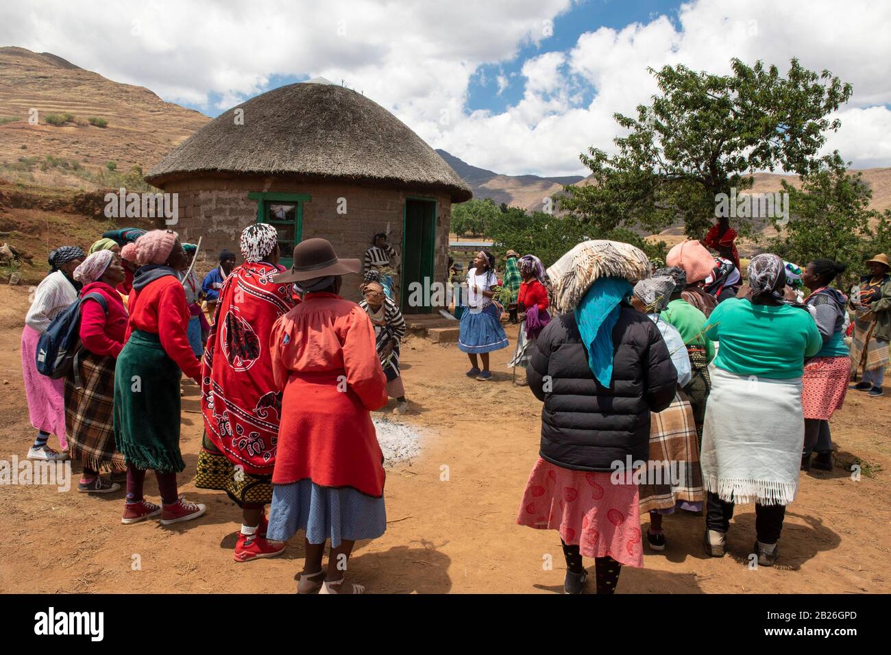 Women Dancing In A Basotho Initiation Ceremony In A Village Near 