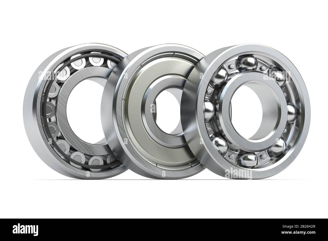 Bearings of different types isolated on white background. 3d