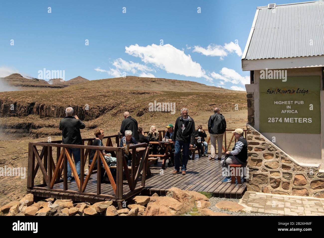 The highest pub in Africa, Sani Mountain Lodge, Lesotho Stock Photo